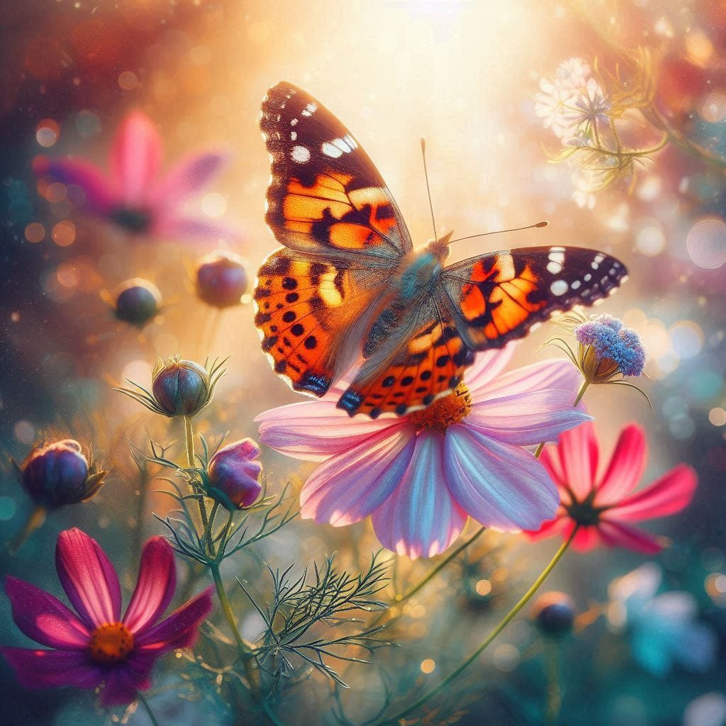 Flores coloridas y mariposas en jardín primaveral en referencia a trucos para el jardín