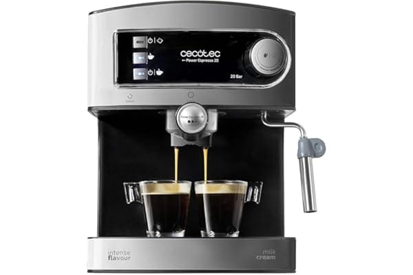 Cecotec Power Espresso 20 – Cafetera Express para Espresso y Cappuccino con 20 Bares de Presión y Vaporizador Ajustable Cafetera express Cecotec Power Espresso 20 con vaporizador para espresso y cappuccino