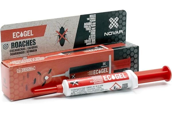 EcoGel para Cucarachas | Cebo en Gel Insecticida Efectivo contra Cucarachas – Novar EcoGel para cucarachas en jeringa, cebo insecticida profesional Novar para eliminar cucarachas y plagas del hogar