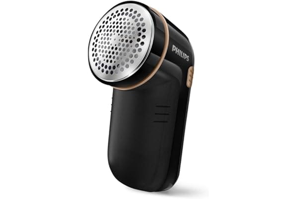 Philips GC026/80 – Quitapelusas eléctrico recargable para ropa y tejidos Quitapelusas eléctrico Philips GC026/80 color negro con cabezal metálico grande para eliminar pelusas de la ropa